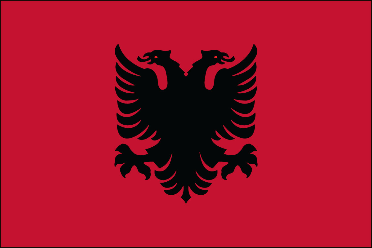 12x18" poly flag on a stick of Albania