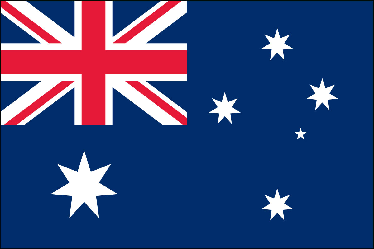12x18" poly flag on a stick of Australia - 12x18" polyester flag of Australia.<BR>Combines with our other 12x18" polyester flags for discounts.
