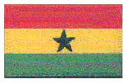 Midsize Flag Patch of Ghana - 1½x2½" embroidered Midsize Flag Patch of Ghana.<BR>Combines with our other Midsize Flag Patches for discounts.