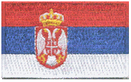 Midsize Flag Patch of Serbia - 1½x2½" embroidered Midsize Flag Patch of Serbia.<BR>Combines with our other Midsize Flag Patches for discounts.
