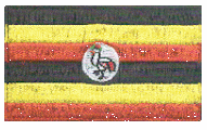Midsize Flag Patch of Uganda - 1½x2½" embroidered Midsize Flag Patch of Uganda.<BR>Combines with our other Midsize Flag Patches for discounts.