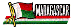 Cut-Out Flag Patch of Madagascar - 1¾x4¾" embroidered Cut-Out Flag Patch of Madagascar.<BR>Combines with our other Cut-Out Flag Patches for discounts.