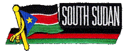 Cut-Out Flag Patch of South Sudan - 1¾x4¾" embroidered Cut-Out Flag Patch of South Sudan.<BR>Combines with our other Cut-Out Flag Patches for discounts.