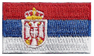 Micro Flag Patch of Serbia - ¾x1⅜" embroidered Micro Flag Patch of Serbia.<BR><BR><I>Combines with our other Micro Flag Patches for discounts.</I>