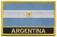 Named Flag Patch of Argentina - 2¼x3¼" embroidered Named Flag Patch of Argentina.<BR>Combines with our other Named Flag Patches for discounts.