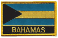 Named Flag Patch of Bahamas - 2¼x3¼" embroidered Named Flag Patch of the Bahamas.<BR>Combines with our other Named Flag Patches for discounts.