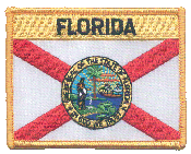 Named Flag Patch of State of Florida - 2¾x3½" embroidered Named Flag Patch of the State of Florida.<BR>Combines with our other Named Flag Patches for discounts.