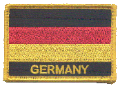 Named Flag Patch of Germany - 2¼x3¼" embroidered Named Flag Patch of Germany.<BR>Combines with our other Named Flag Patches for discounts.