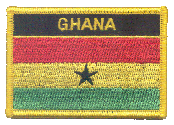 Named Flag Patch of Ghana - 2¼x3¼" embroidered Named Flag Patch of Ghana.<BR>Combines with our other Named Flag Patches for discounts.