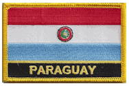 Named Flag Patch of Paraguay - 2¼x3¼" embroidered Named Flag Patch of Paraguay.<BR>Combines with our other Named Flag Patches for discounts.