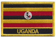 Named Flag Patch of Uganda - 2¼x3¼" embroidered Named Flag Patch of Uganda.<BR>Combines with our other Named Flag Patches for discounts.