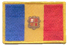 Standard Rectangle Flag Patch of Andorra - 2¼x3½" embroidered Standard Rectangle Flag Patch of Andorra.<BR>Combines with our other Standard Rectangle Flag Patches for discounts.
