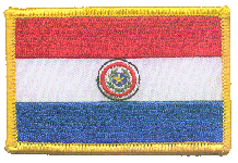 Standard Rectangle Flag Patch of Paraguay - 2¼x3½" embroidered Standard Rectangle Flag Patch of Paraguay.<BR>Combines with our other Standard Rectangle Flag Patches for discounts.