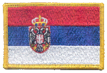 Standard Rectangle Flag Patch of Serbia - 2¼x3½" embroidered Standard Rectangle Flag Patch of Serbia.<BR>Combines with our other Standard Rectangle Flag Patches for discounts.