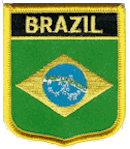 Shield Flag Patch of Brazil - 3x2½" embroidered Shield Flag Patch of Brazil.<BR>Combines with our other Shield Flag Patches for discounts.