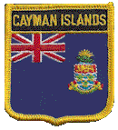 Shield Flag Patch of Cayman Islands - 3x2½" embroidered Shield Flag Patch of the Cayman Islands.<BR>Combines with our other Shield Flag Patches for discounts.