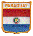 Shield Flag Patch of Paraguay - 3x2½" embroidered Shield Flag Patch of Paraguay.<BR>Combines with our other Shield Flag Patches for discounts.
