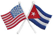 Crossed Flag Patch of US & Cuba - 2x3¾" embroidered Crossed Flag Patch of US & Cuba<BR>Combines with our other Crossed Flag Patches for discounts.