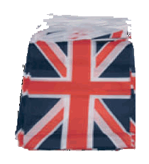 String of 20 12x18" flags of United Kingdom
