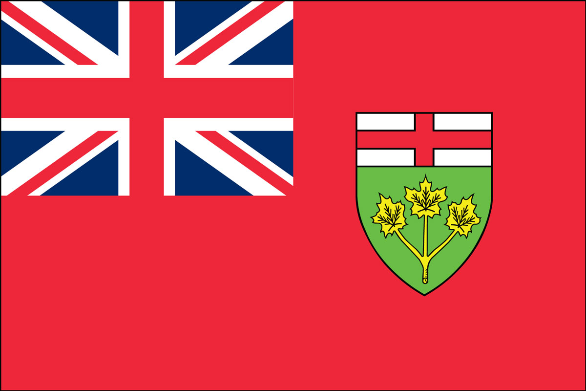 12x18" Nylon flag of Canadian Province of Ontario