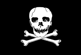 12x18" poly flag on a stick of Jolly Roger