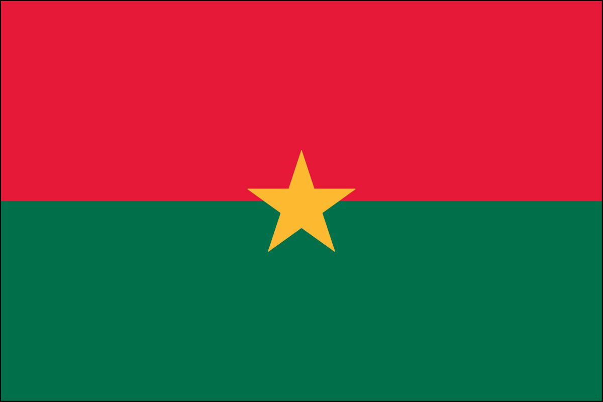 12x18" poly flag on a stick of Burkina Faso