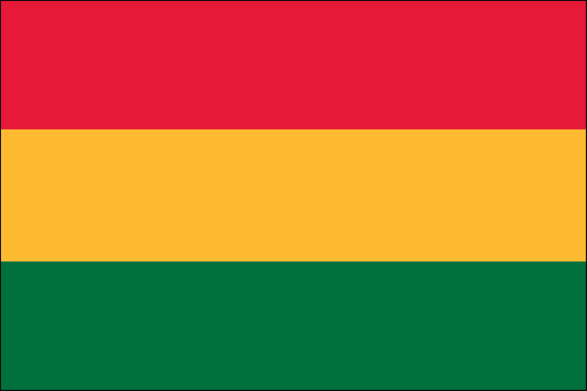 12x18" Nylon flag of Bolivia - Civil (no seal)