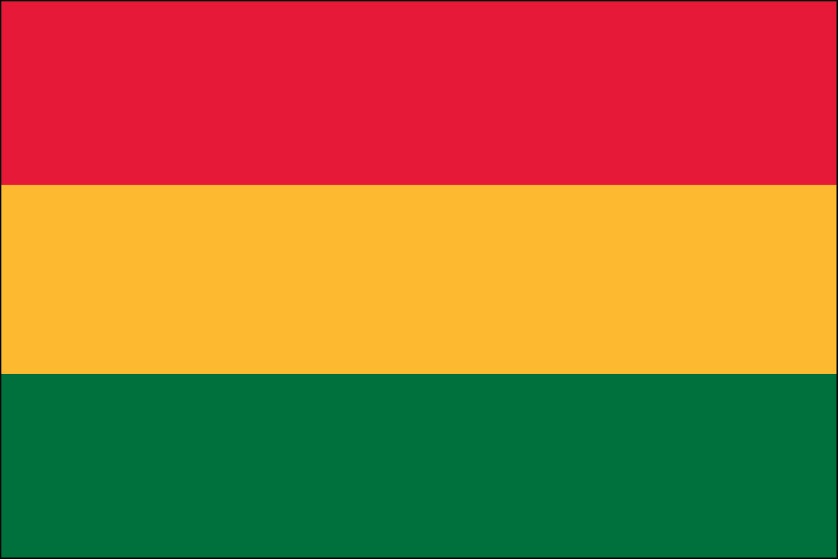 2x3' Nylon flag of Bolivia - Civil (no seal)