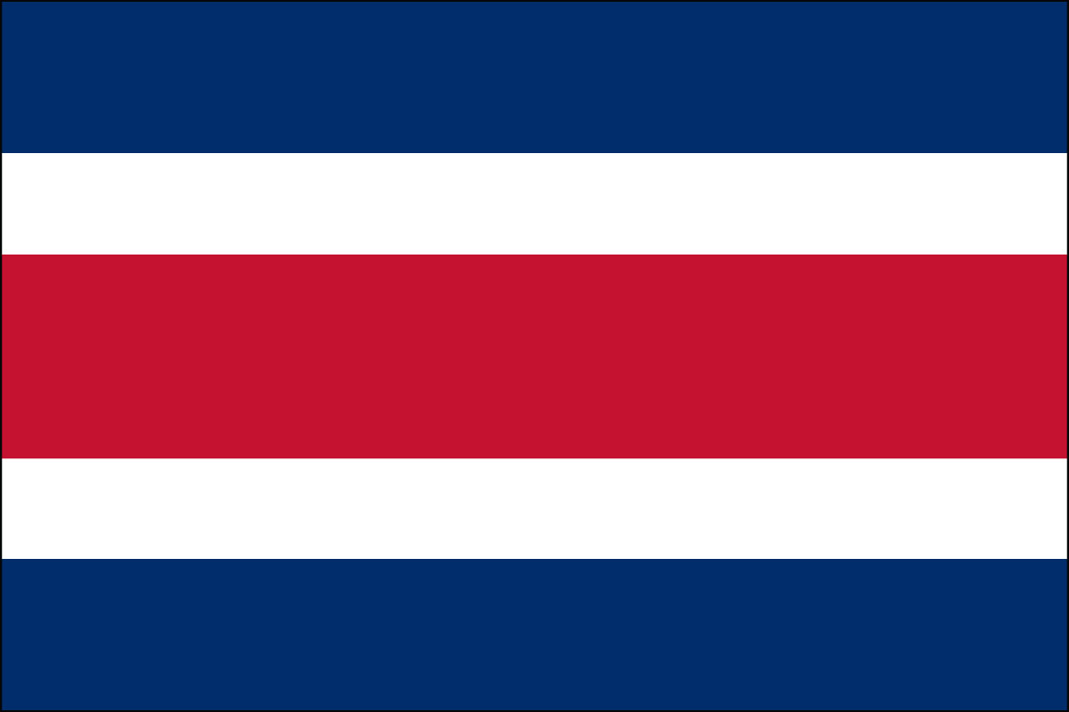 2x3' Nylon flag of Costa Rica - Civil (no seal)