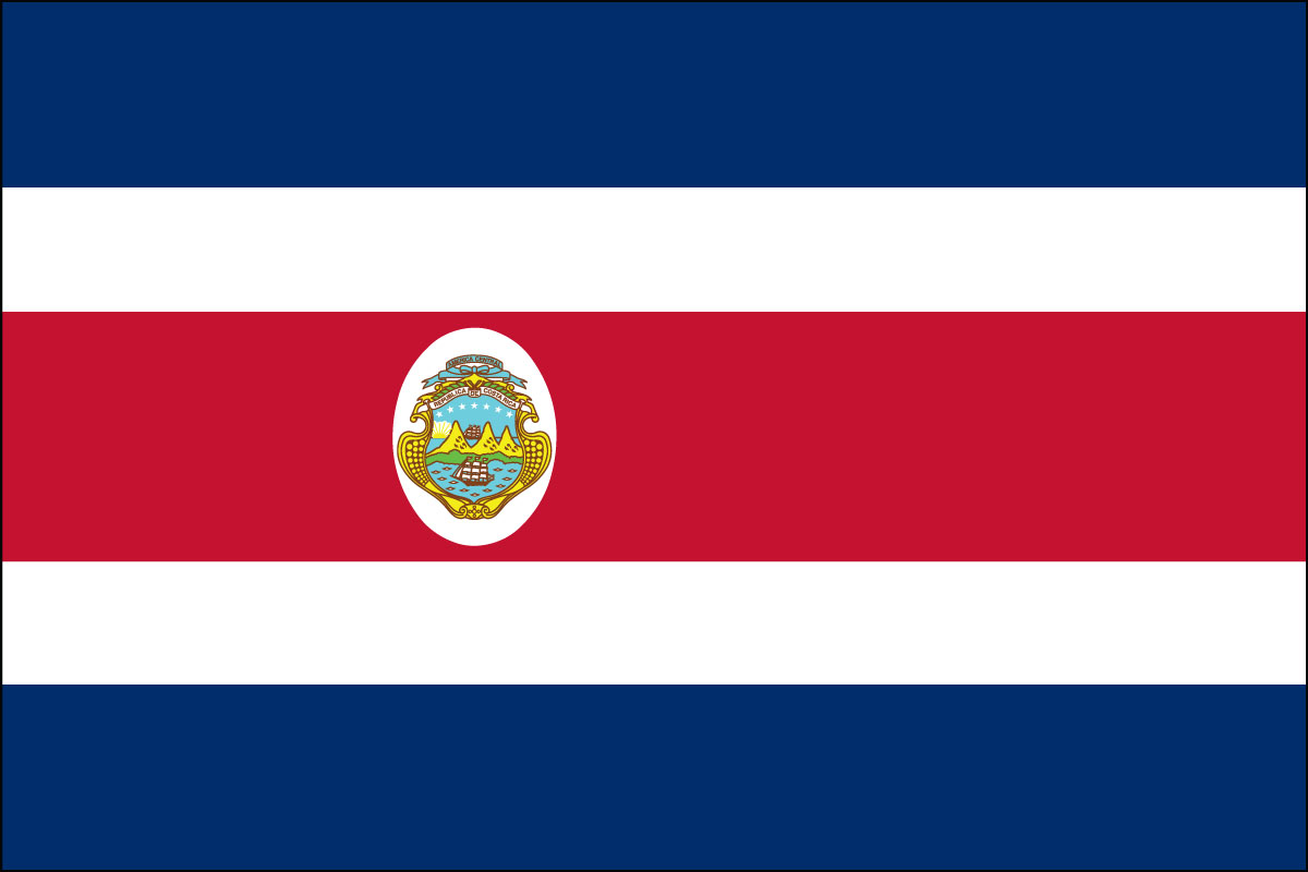 2x3' Nylon flag of Costa Rica