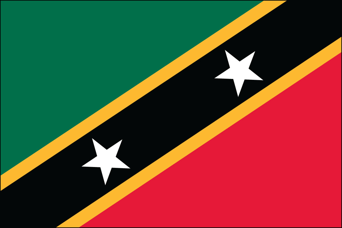 12x18" poly flag on a stick of St Kitts and Nevis