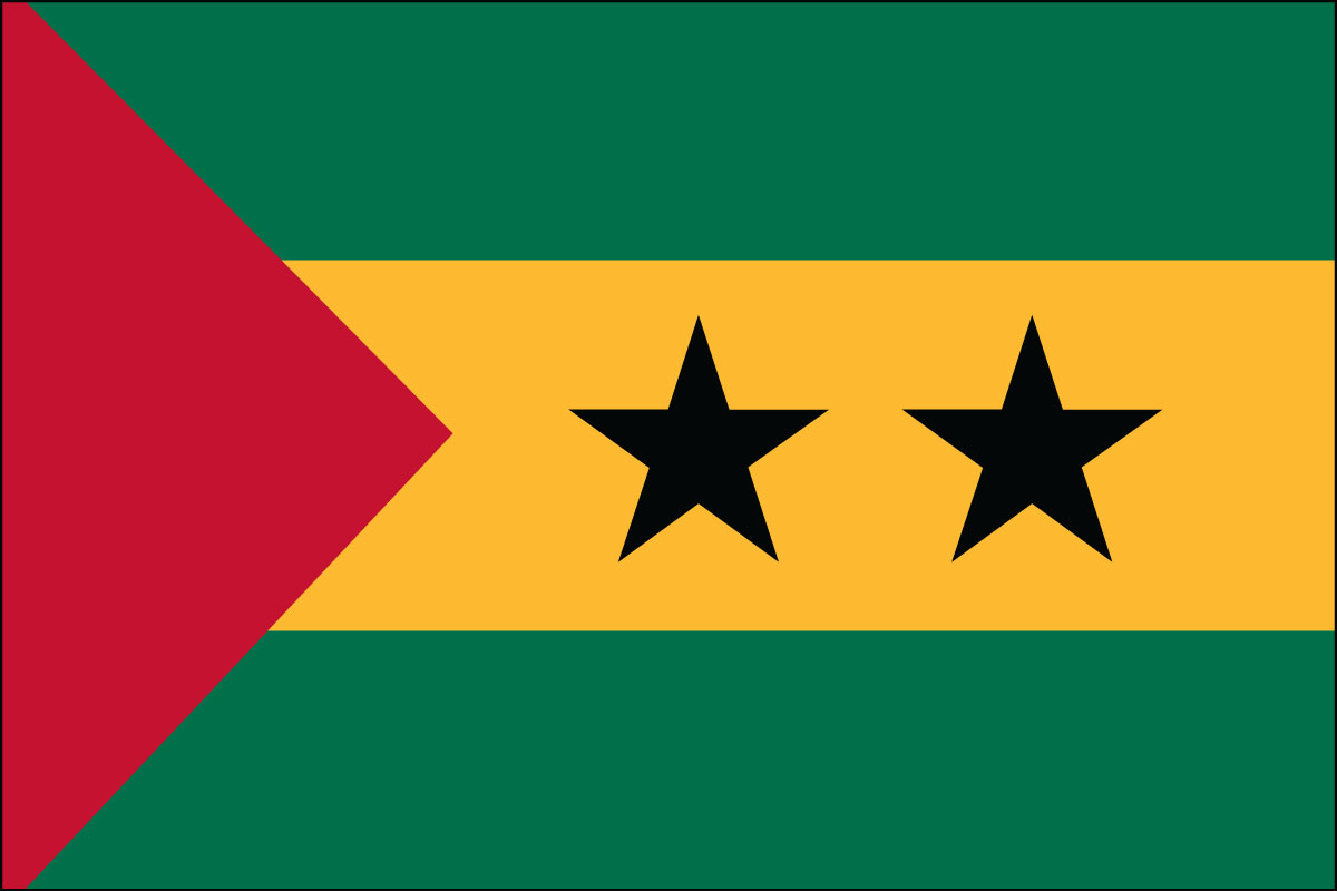 12x18" poly flag on a stick of Sao Tome and Principe