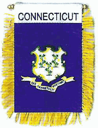 Mini-Banner with flag of Connecticut