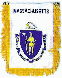 Mini-Banner with flag of Massachusetts