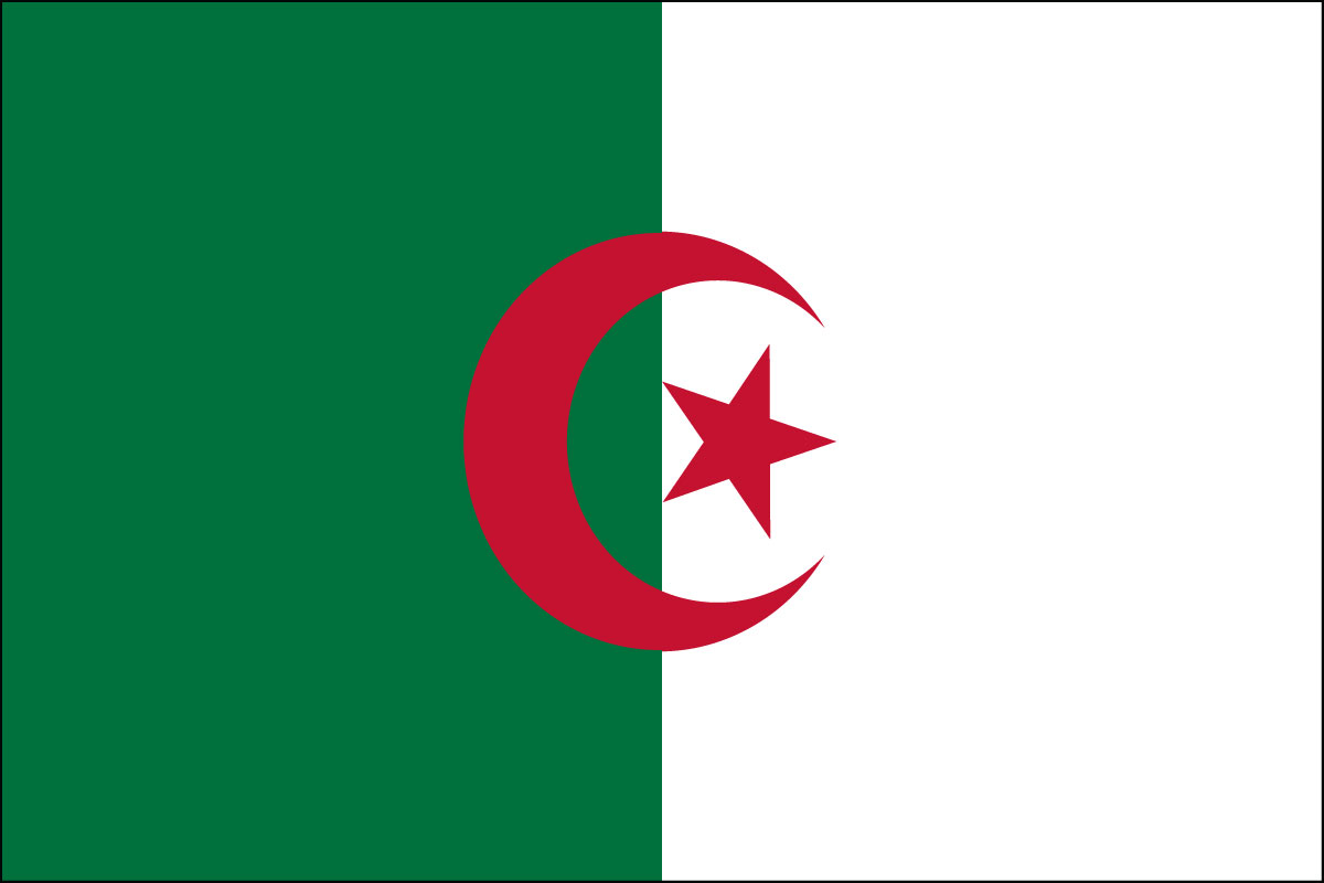 4x6" flag of Algeria - 4x6" desk flag of Algeria. Base sold separately.<BR><BR><I>Combines with our other 4x6" desk flags for discounts.</I>
