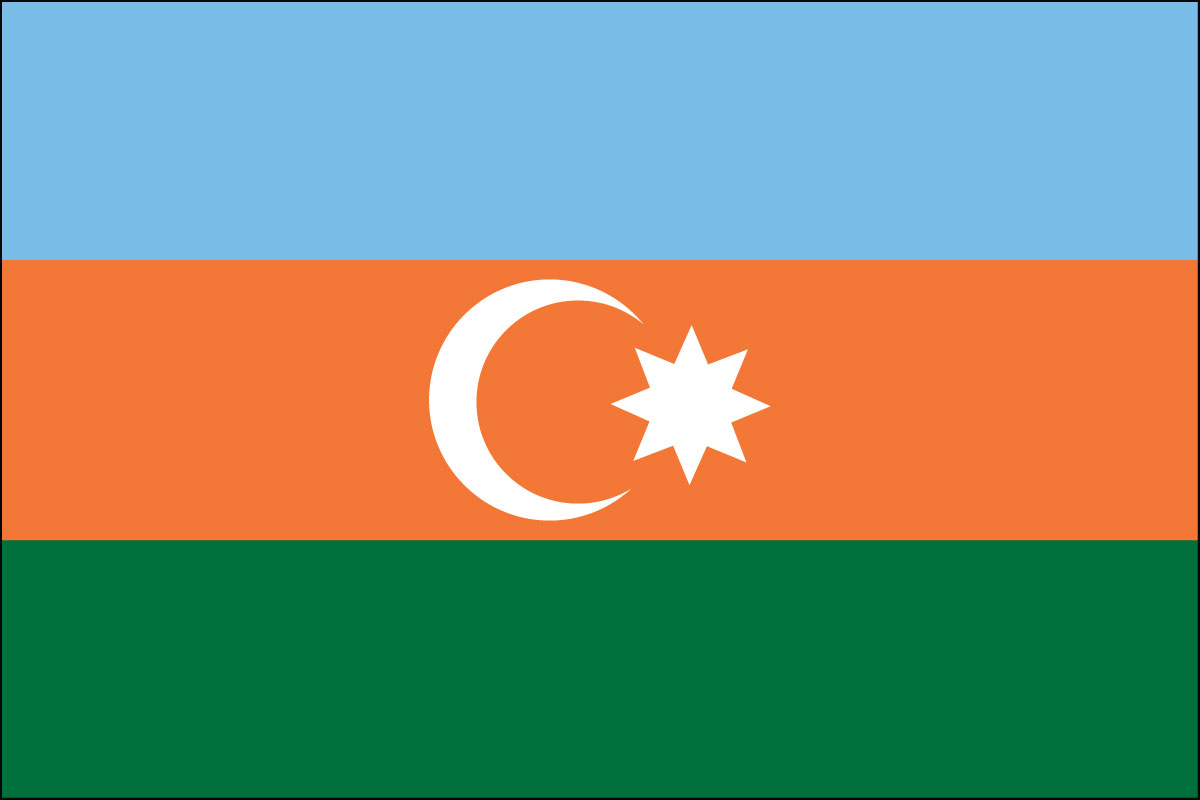 4x6" flag of Azerbaijan - 4x6" desk flag of Azerbaijan. Base sold separately.<BR><BR><I>Combines with our other 4x6" desk flags for discounts.</I>