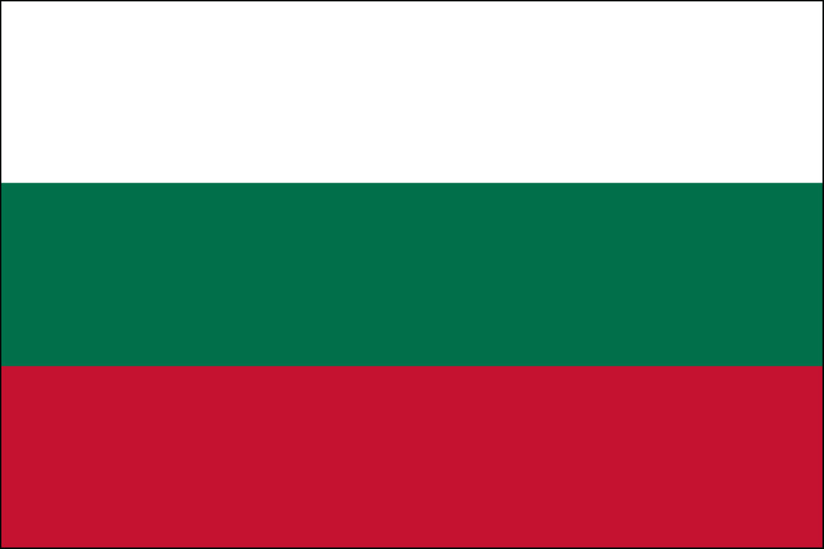 12x18" poly flag on a stick of Bulgaria - 12x18" polyester flag of Bulgaria.<BR>Combines with our other 12x18" polyester flags for discounts.