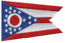 Borderless Flag Patch of State of Ohio - 2¼x3½" embroidered Borderless Flag Patch of State of Ohio .<BR>Combines with our other State Borderless Flag Patches for discounts.