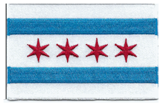 Borderless Flag Patch of city of Chicago - 2¼x3½" embroidered Borderless Flag Patch of city of Chicago .<BR>Combines with our other State Borderless Flag Patches for discounts.