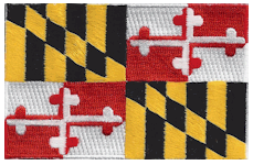 Borderless Flag Patch of State of Maryland - 2¼x3½" embroidered Borderless Flag Patch of State of Maryland .<BR>Combines with our other State Borderless Flag Patches for discounts.