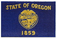 Borderless Flag Patch of State of Oregon - 2¼x3½" embroidered Borderless Flag Patch of State of Oregon .<BR>Combines with our other State Borderless Flag Patches for discounts.
