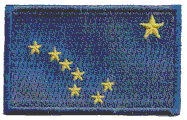 Midsize Flag Patch of State of Alaska - 1½x2½" embroidered Midsize Flag Patch of the State of Alaska.<BR>Combines with our other Midsize Flag Patches for discounts.