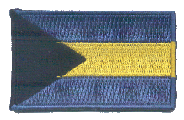 Midsize Flag Patch of Bahamas - 1½x2½" embroidered Midsize Flag Patch of the Bahamas.<BR>Combines with our other Midsize Flag Patches for discounts.