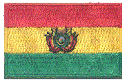Midsize Flag Patch of Bolivia - 1½x2½" embroidered Midsize Flag Patch of Bolivia.<BR>Combines with our other Midsize Flag Patches for discounts.