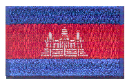Midsize Flag Patch of Cambodia - 1½x2½" embroidered Midsize Flag Patch of Cambodia.<BR>Combines with our other Midsize Flag Patches for discounts.