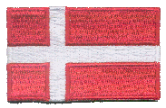 Midsize Flag Patch of Denmark - 1½x2½" embroidered Midsize Flag Patch of Denmark.<BR>Combines with our other Midsize Flag Patches for discounts.