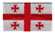 Midsize Flag Patch of Georgia (Country) - 1½x2½" embroidered Midsize Flag Patch of Georgia (Country).<BR>Combines with our other Midsize Flag Patches for discounts.