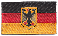 Midsize Flag Patch of Germany with Eagle - 1½x2½" embroidered Midsize Flag Patch of Germany with Eagle.<BR>Combines with our other Midsize Flag Patches for discounts.