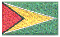 Midsize Flag Patch of Guyana - 1½x2½" embroidered Midsize Flag Patch of Guyana.<BR>Combines with our other Midsize Flag Patches for discounts.