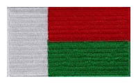 Midsize Flag Patch of Madagascar - 1½x2½" embroidered Midsize Flag Patch of Madagascar.<BR>Combines with our other Midsize Flag Patches for discounts.